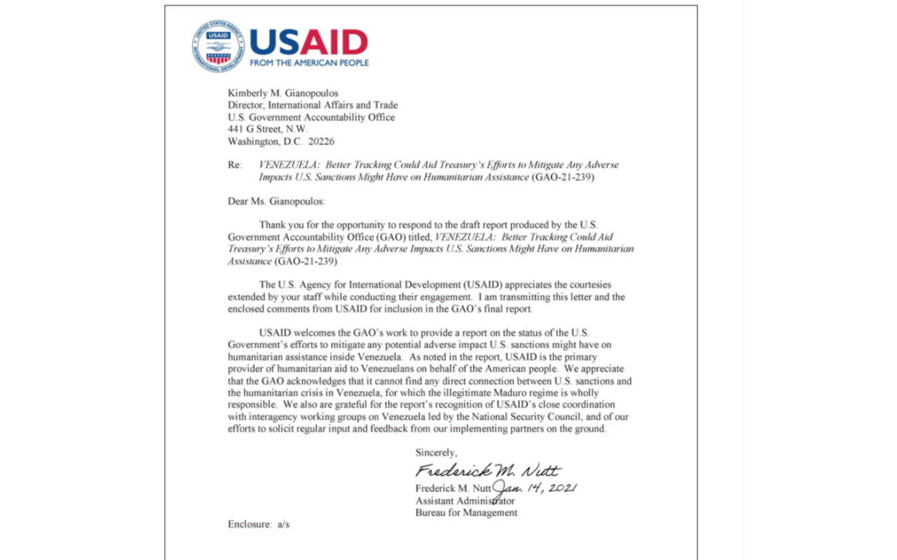 _Apreciamos que la GAO reconozca que no puede encontrar ninguna conexión directa entre las sanciones de Estados Unidos y la crisis humanitaria en Venezuela_ (1)