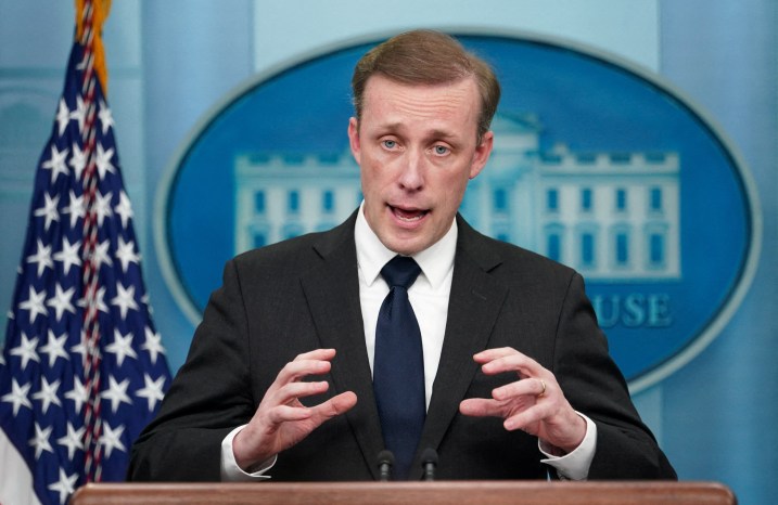 FILE PHOTO: Jake Sullivan speaks at a press briefing at the White House in Washington